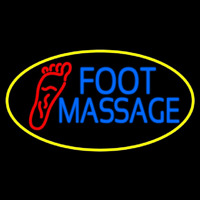 Blue Foot Massage With Yellow Oval Neontábla