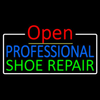 Blue Professional Green Shoe Repair Open Neontábla