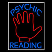 Blue Psychic Reading With White Border Neontábla