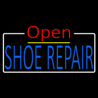 Blue Shoe Repair Open White Border Neontábla