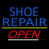 Blue Shoe Repair Open With Line Neontábla