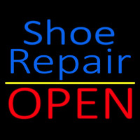 Blue Shoe Repair Open With Yellow Line Neontábla