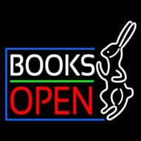 Books With Rabbit Logo Open Neontábla