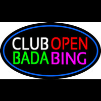 Club Open Bada Bing With Blue Border Neontábla