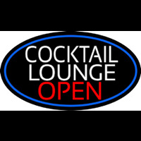 Cocktail Lounge Open Oval With Blue Border Neontábla