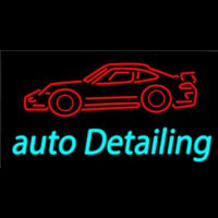 Cursive Auto Detailing With Car Logo Neontábla