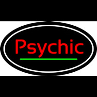 Cursive Red Psychic White Border With Green Line Neontábla