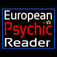 European Psychic Reader With Blue Border Neontábla