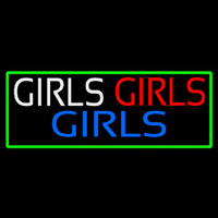 Girls Girls Girls Strip With Turquoise Border Neontábla