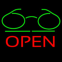 Glasses Logo Block Open Green Line Neontábla