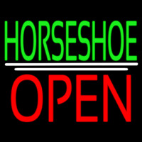 Green Horseshoe Open Neontábla