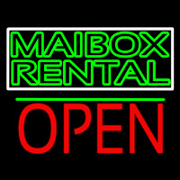 Green Mailbo  Rental Block With Open 1 Neontábla