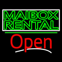 Green Mailbo  Rental Block With Open 3 Neontábla