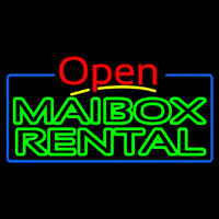 Green Mailbo  Rental Block With Open 4 Neontábla