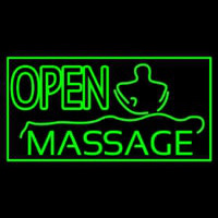 Green Open Massage Neontábla