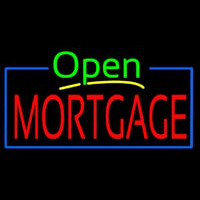 Green Open Mortgage Blue Border Neontábla