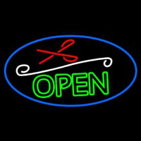 Green Open With Scissor Neontábla