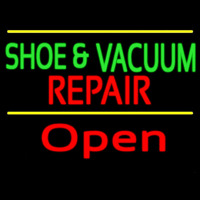 Green Shoe And Vacuum Red Repair Open Neontábla