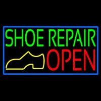 Green Shoe Repair Open With Border Neontábla