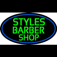 Green Styles Barber Shop With Blue Border Neontábla