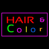 Hair And Color With Pink Border Neontábla