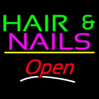 Hair And Nails Open Yellow Line Neontábla