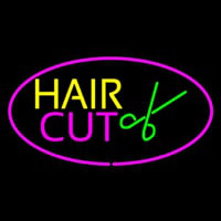 Hair Cut Logo Oval Pink Neontábla