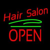 Hair Salon Block Open Green Line Neontábla