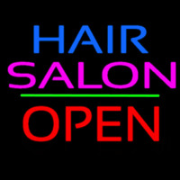 Hair Salon Block Open Green Line Neontábla