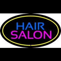 Hair Salon Oval Yellow Neontábla