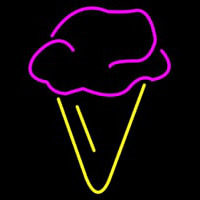 Hard Ice Cream In Pink With Yellow Cone Neontábla