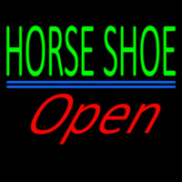 Horseshoe Open With Blue Line Neontábla