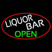 Liquor Bar Open Oval With Red Border Neontábla