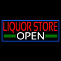 Liquor Store Open With Blue Border Neontábla