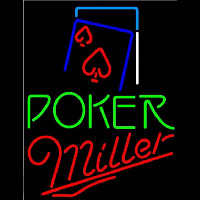 Miller Green Poker Red Heart Beer Sign Neontábla