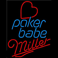 Miller Poker Girl Heart Babe Beer Sign Neontábla