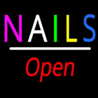 Multi Colored Nails Open White Line Neontábla