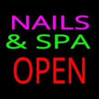 Nails And Spa Block Open Green Line Neontábla