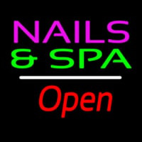 Nails And Spa Open White Line Neontábla