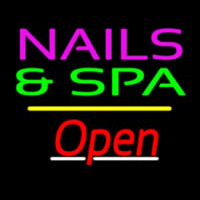 Nails And Spa Open Yellow Line Neontábla