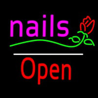 Nails Open White Line Flower Logo Neontábla