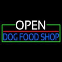 Open Dog Food Shop With Green Border Neontábla