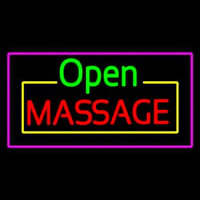 Open Massage Rectangle Pink Neontábla