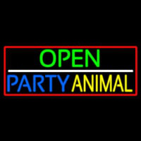 Open Party Animal With Red Border Neontábla