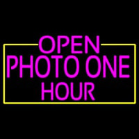 Open Photo One Hour With Yellow Border Neontábla