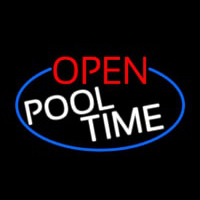 Open Pool Time Oval With Blue Border Neontábla