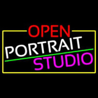 Open Portrait Studio With Yellow Border Neontábla