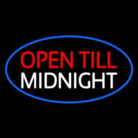 Open Till Midnight Oval Blue Neontábla