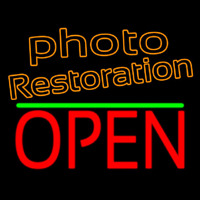 Orange Photo Restoration With Open 1 Neontábla