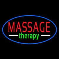 Oval Massage Therapy Blue Border Neontábla